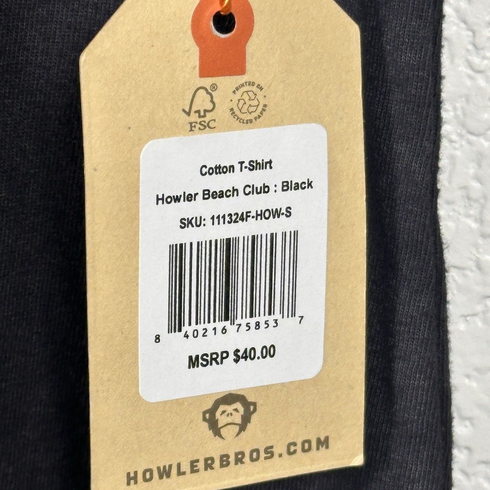 Howler Bros Brothers Beach Club t-Shirt Black Cotton $40‎ Small NWT - Picture 3 of 8